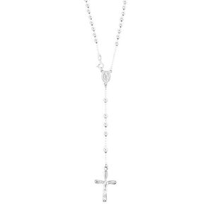 Srebrny naszyjnik 925 - różaniec, medalik religijny, krzyż z Jezusem