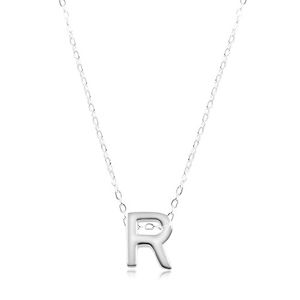 Srebrny naszyjnik 925, błyszczący łańcuszek, duża litera R