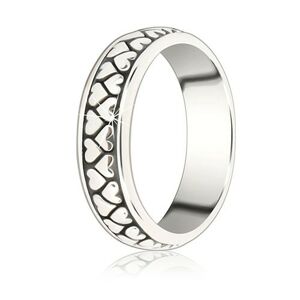 Srebrny pierścień 925 - dwa rzędy odwróconych serduszek z patyną - Rozmiar : 58