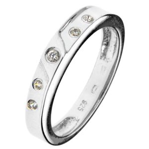 Srebrny pierścionek 925 – delikatne pęknięcie, pięć osadzonych cyrkonii - Rozmiar : 50