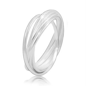 Srebrny pierścionek 925 - połączone ze sobą cienkie pierścienie, błyszcząca gładka powierzchnia - Rozmiar : 64