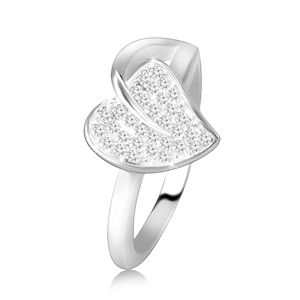 Srebrny pierścionek 925 - lśniąca łodyga z liściem i błyszczącymi cyrkoniami - Rozmiar : 49