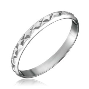 Srebrny pierścionek 925 - lśniąca powierzchnia, nacięcia w kształcie X - Rozmiar : 52