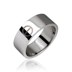 Srebrny stalowy pierścionek, gładki, wzór tabletka - Rozmiar : 57