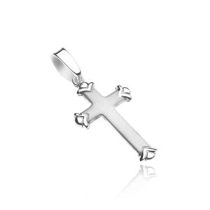 Srebrny wisiorek 925 - krzyż, matowa powierzchnia z lśniącymi pofałdowanymi końcami