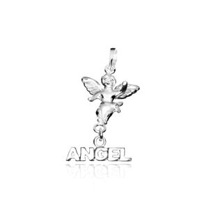 Srebrny wisiorek 925 - mały aniołek z napisem ANGEL