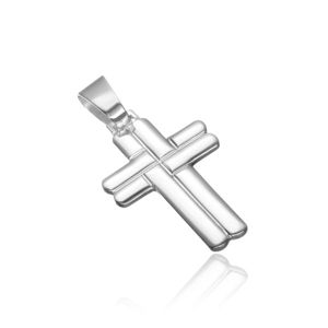 Srebrny wisiorek 925 - pleciony zaokrąglony krzyż