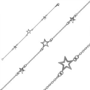 Stalowa bransoletka - trzy gwiazdki srebrnego koloru, delikatny łańcuszek