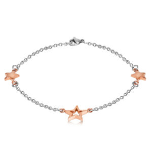 Stalowa bransoletka - trzy gwiazdki w miedzianym kolorze, delikatny łańcuszek