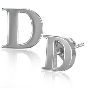 Stalowe kolczyki - litera D, wkręty
