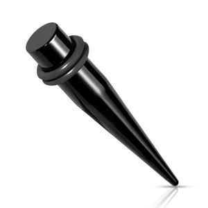 Stalowy 316L expander do ucha - kolor czarny, dwie gumki, obróbka PVD - Szerokość: 6 mm 