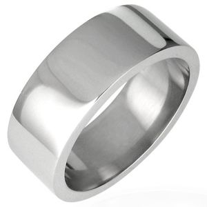 Stalowy błyszczący pierścionek, prosty - 8 mm - Rozmiar : 58