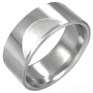 Stalowy gładki pierścionek z matowymi półkolami - Rozmiar : 54