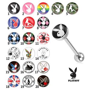 Stalowy kolczyk do języka - różne motywy Playboy - Symbol: PB20