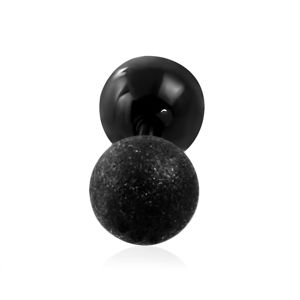 Stalowy piercing do ucha - gładka i piaskowana kuleczka czarnego koloru, 6 mm
