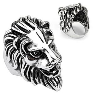 Stalowy pierścień - duży pysk lwa  - Rozmiar : 65