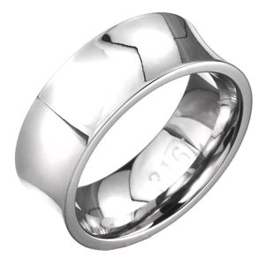 Stalowy pierścień - lśniący z zagłębieniem, srebrny kolor - Rozmiar : 65