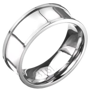 Stalowy pierścień - srebrna obrączka o wypukłych krawędziach - Rozmiar : 68