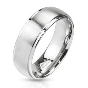 Stalowy pierścień srebrnego koloru - matowy pasek na środku, 8 mm - Rozmiar : 72