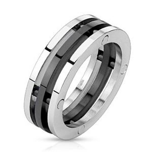 Stalowy pierścionek - dwukolorowe oddzielne pierścienie - Rozmiar : 70