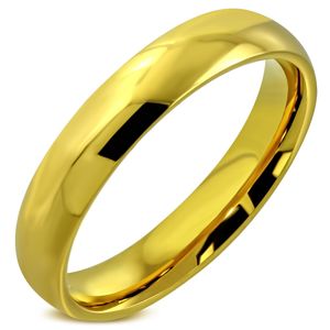 Stalowy pierścionek o lśniącej gładkiej powierzchni w złotym kolorze, 4 mm - Rozmiar : 62