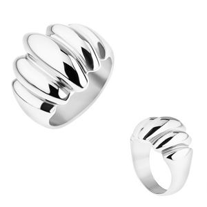 Stalowy pierścionek srebrnego koloru, lustrzany połysk, wypukłe owale - Rozmiar : 60