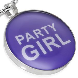 Stalowy wisiorek - PARTY GIRL napis