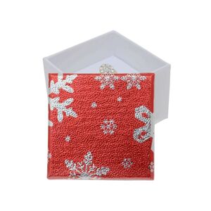 Świąteczne prezentowe pudełeczko na biżuterię - płatki śniegu, srebrno-czerwony kolor