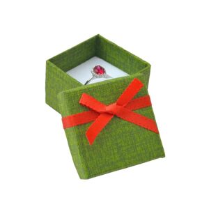 Świąteczne pudełeczko na biżuterię - zielony kwadrat z czerwoną kokardką