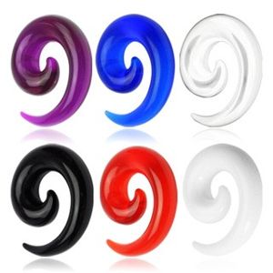 Taper z UV akrylu kolorowa spirala - Szerokość: 2 mm, Kolor kolczyka: Czarny