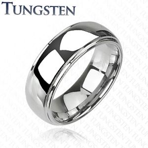 Tungsten - Wolframowy pierścionek błyszczący z wypukłym, środkowym pasem - Rozmiar : 66