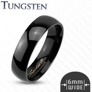 Tungsten gładki czarny pierścionek, 6 mm - Rozmiar : 51