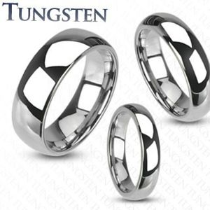 Tungstenowy pierścionek - gładka lśniąca obrączka srebrnego koloru, 8 mm - Rozmiar : 66