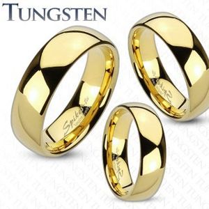 Tungstenowy pierścionek złotego koloru, lśniąca i gładka powierzchnia, 4 mm - Rozmiar : 54