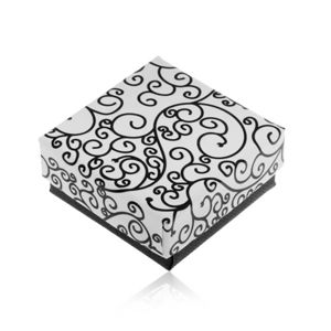 Upominkowe pudełeczko w czarno-białej wersji, wzór spiralnych ornamentów