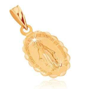 Wisiorek z żółtego złota 9K - dwustronny medalik z Maryją Panną