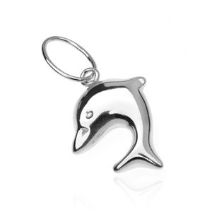 Wisiorek ze srebra 925 - skaczący baby delfin, dwustronny