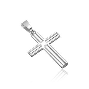 Wisiorek ze srebra 925- krzyż z wrębami na ramionach