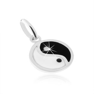 Wisiorek ze srebra 925, czarno-biały symbol równowagi Jing i Jang