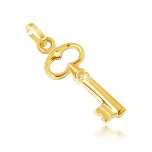 Wisiorek ze złota 585 - mały lśniący kluczyk, wycinany owal u góry