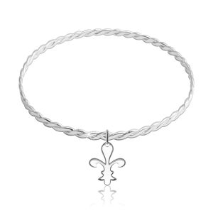 Zakładana okrągła bransoletka ze srebra 925 - symbol Fleur de Lis