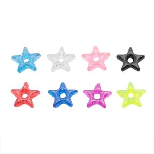 Zawieszka na piercing - kolorowa akrylowa gwiazda z brokatem - Kolor: Fioletowy
