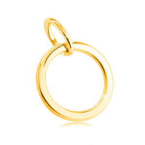 Zawieszka z żółtego 14K złota - cienki gładki pierścień, lustrzano lśniąca powierzchnia