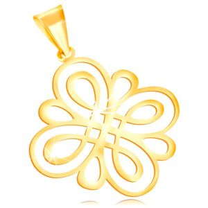 Zawieszka z żółtego złota 585 - błyszczący płaski ornament z okrągłych pętli