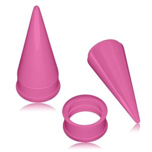 Zestaw piercingów do ucha - tunel plug lub tunel i taper, różowy kolor, stożek - Szerokość: 25 mm