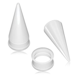 Zestaw piercingów do ucha białego koloru, tunel i taper lub tunel plug, stożek - Szerokość: 19 mm