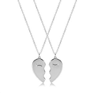 Zestaw ze srebra 925 - dwa naszyjniki, połówki serca z mrugającymi oczami