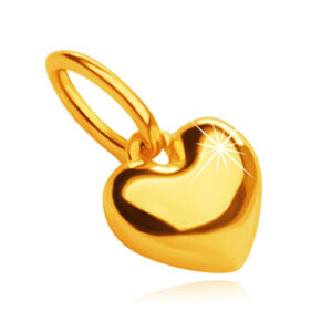 Złota 9K zawieszka - serce o gładkiej i lustrzano lśniącej powierzchni, 5 mm
