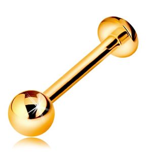 Złoty 14K piercing do wargi lub brody - labret z kuleczką i kółeczkiem, 12 mm