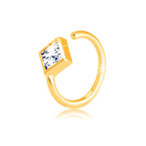 Złoty 585 piercing - mały pierścień zakończony cyrkoniowym rombem